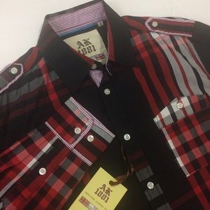 AK 1881 Men Long Sleeve Button Front Shirt Fashion